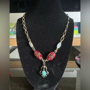 Niquea.d red and turquoise necklace